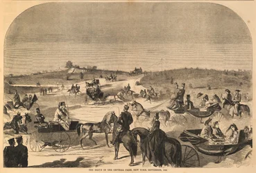 セントラルパークのドライブ（1860年9月、ニューヨーク、『ハーパーズ・ウィークリー』1860年9月15日号より