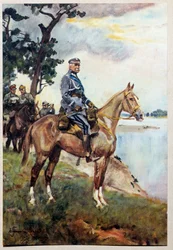 Marechal Jozef (Joseph) Klemens Pilsudski (1867-1935)の愛馬Kasztankaに乗った馬上の肖像。ヴォイチェフ・フォン・コサック（1857-1942）の絵画