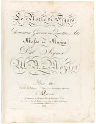 1806 年から 1810 年までの 4 幕からなる戯曲「フィガロの結婚」の楽譜の表紙。