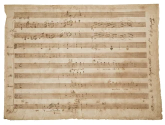 Magnificat、K。321a。原稿、ソリストと合唱団、オルガンとオーケストラのためのスコア、1779年頃