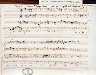 モーツァルトがアカデミコ・フィラルモニコの称号を得るために作曲した「Querite primum regnum Dei」の楽譜ページ（1770年）。