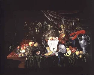 果実とロブスターのある静物（油彩・キャンバス