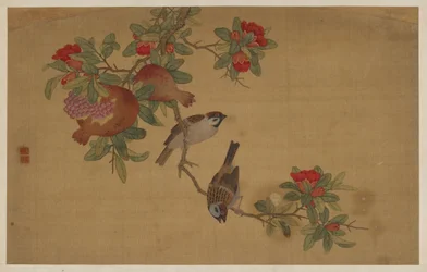 鳥・果実・花図 清時代・1741年