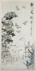 猫と蝶、19世紀。