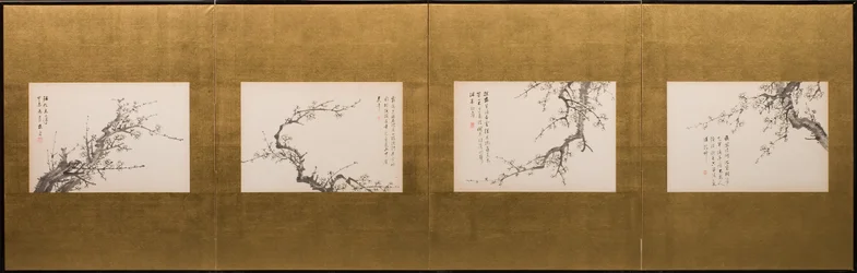 楓図屏風 江戸時代・弘化元年(1844) 紙本墨画 （752778-82も参照）