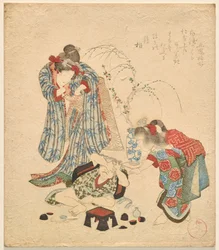 酒器を倒した弟と二人の女の子