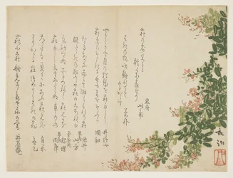 開花ブッシュクローバー（色木版画）