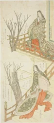 桜を愛でる二人の女官