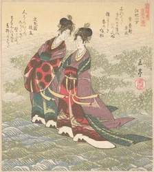 水上を歩く二人の女性