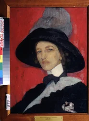 自画像。 Peinture de Elisaveta (Elisabeth) Sergeevna Kruglikova (Elizaveta Sergeevna Kruglikova) (1865-1941), huile sir toile