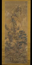 冬の稜線に建つ茅葺きの小屋