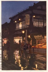 雨上がりの夜の神楽坂道