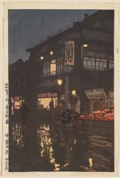 Twelve Scenes of Tokyo: Kagurazaka Street after a Night Rain (Tôkyô jûni dai: Kagurazaka-dôri, ugo no yoru),