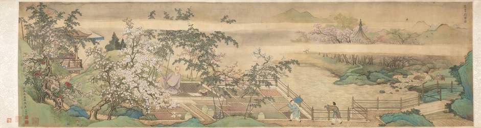 春の小川で薬草を清める