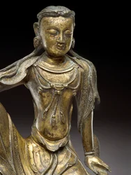 観音菩薩像 元時代（金銅製） （119005の細部