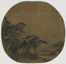 山水図：山の上の亭子、下には小川 明時代・16世紀