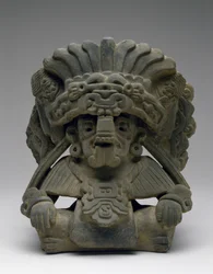 祖先座像付壷 紀元前600～900年頃（陶製、スリップ付