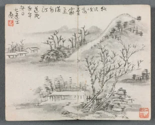 人物と風景のミニチュアアルバム（丘のある風景）