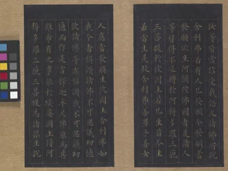 Sutra Of Eternal Life (Wu Liang Shou Jing) 1837 (tinta dourada sobre papel azul)