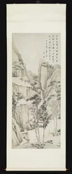 人物のいる風景（紙にインク、彩色）