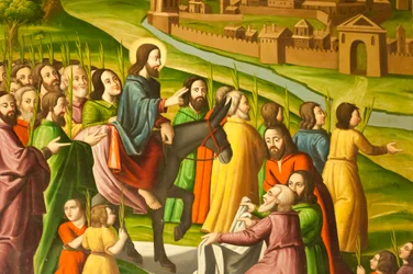 アルメニア使徒教会；壁画；新約聖書の一場面；エルサレムへの入城；ヴァンク大聖堂；ジョルファまたはニュー・ジュルファ；イスファハン；イラン；アジア