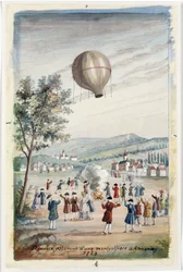 アノネでのモンゴルフィエの初昇天」（フランス、1783年6月5日