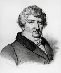 フランスの生物学者ジョルジュ・レオポルド・クレティアン・フレデリック・ダゴベルト・キュヴィエ（1769-1832）の肖像、エングレーヴィング