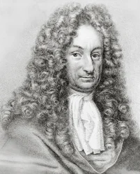 ドイツの数学者、哲学者、科学者であるゴットフリート・ヴィルヘルム・フォン・ライプニッツ（1646-1716）の肖像（エングレービング