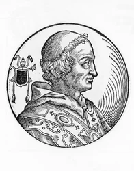 685年からカトリック教会の第82代教皇となったジョン5世（635〜686年）の肖像、エングレービング