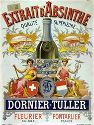 アブサンの広告 DOrnier Tuller, chromolithography 1890年