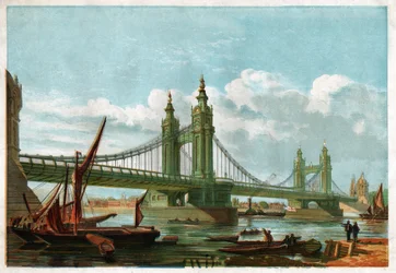チェルシー橋、ロンドン。 1860年頃（彫刻）