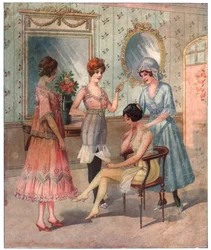 下着姿の女性たち、1910-1920年頃