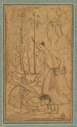 学んだ王子の前でひれ伏す聖人c。 1585、国境はおそらく1700年代を追加しました。