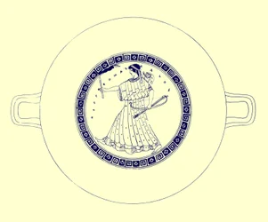 弓、矢、トーチを備えたアルテミス、JEハリソンとDSマッコールによるギリシャの花瓶の絵画のイラスト、1894年発行（デジタル化された画像）