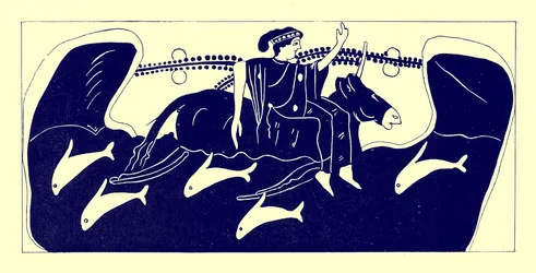 Europa and the Bull、JE HarrisonとDS MacCollによるギリシャの花瓶の絵画のイラスト、1894年発行（デジタル化された画像）