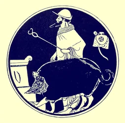 エルメスとマスクされた犬、JEハリソンとDSマッコールによるギリシャの花瓶の絵画のイラスト、1894年に発行（デジタル化された画像）