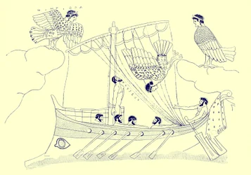 ユリシーズとサイレン、JEハリソンとDSマッコールによるギリシャの花瓶の絵画からのイラスト、1894年に発行（デジタル化された画像）