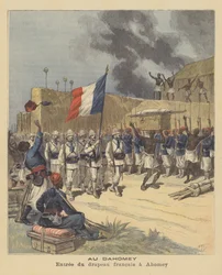 DahomeyのAbomeyへのフランス国旗の進入
