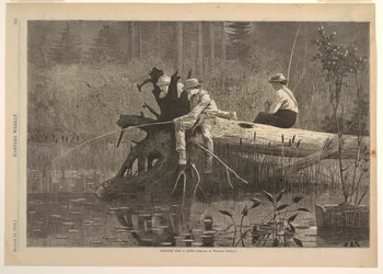 一口を待っている、1874 年 8 月 22 日のハーパーズ ウィークリー、p. 693