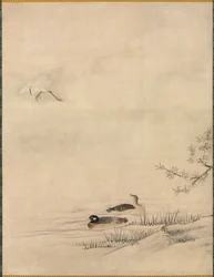 春の風景の中の花と鳥