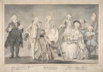 諷刺画。老婦人の肖像を描く画家、1729-1804年。