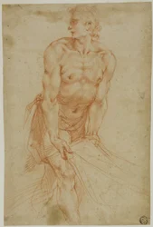 シーツを引っ張る男埋葬のための習作［サン・マルティーノ聖具室、ナポリ、1596年］