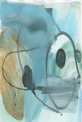 流動的なティール色の抽象画