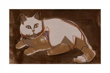 現代の猫がくつろぐ