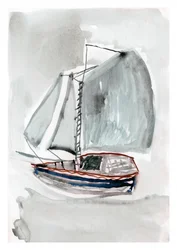 静かに浮かぶ帆船