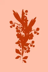 テラコッタの花のシルエット