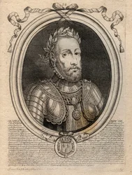 アンリ2世（1519年～1559年）フランス王の肖像 - アンリ2世（1519年～59年）フランス王 - パリの「ファラモンからルイ14世までのすべてのフランス王のアウグスト表象」からのエングレーヴィング
