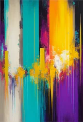 抽象的な構図、鮮やかで暖かみのある色彩、ウォールアート｜キャンバスプリント