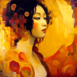 抽象的な肖像画、美しい魅力的なフェミニン、キャンバス＆ウォールフレームプリント