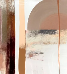 グレーと茶色, 抽象画, 壁掛けアート｜キャンバスプリント